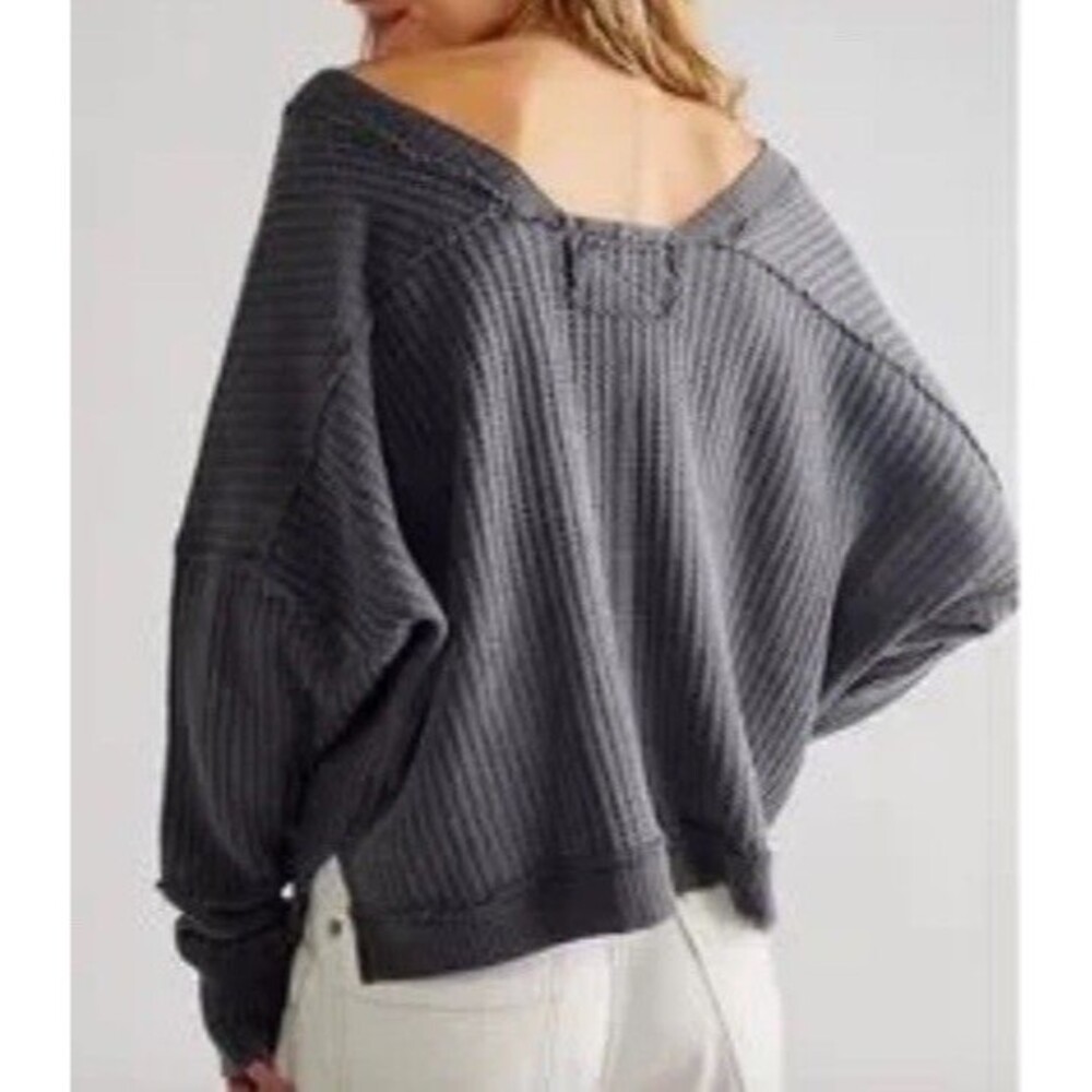 We The Free New Magic Thermal Long Sleeve Waffle Knit Faded Black M Boho Grunge - Picture 3 of 16